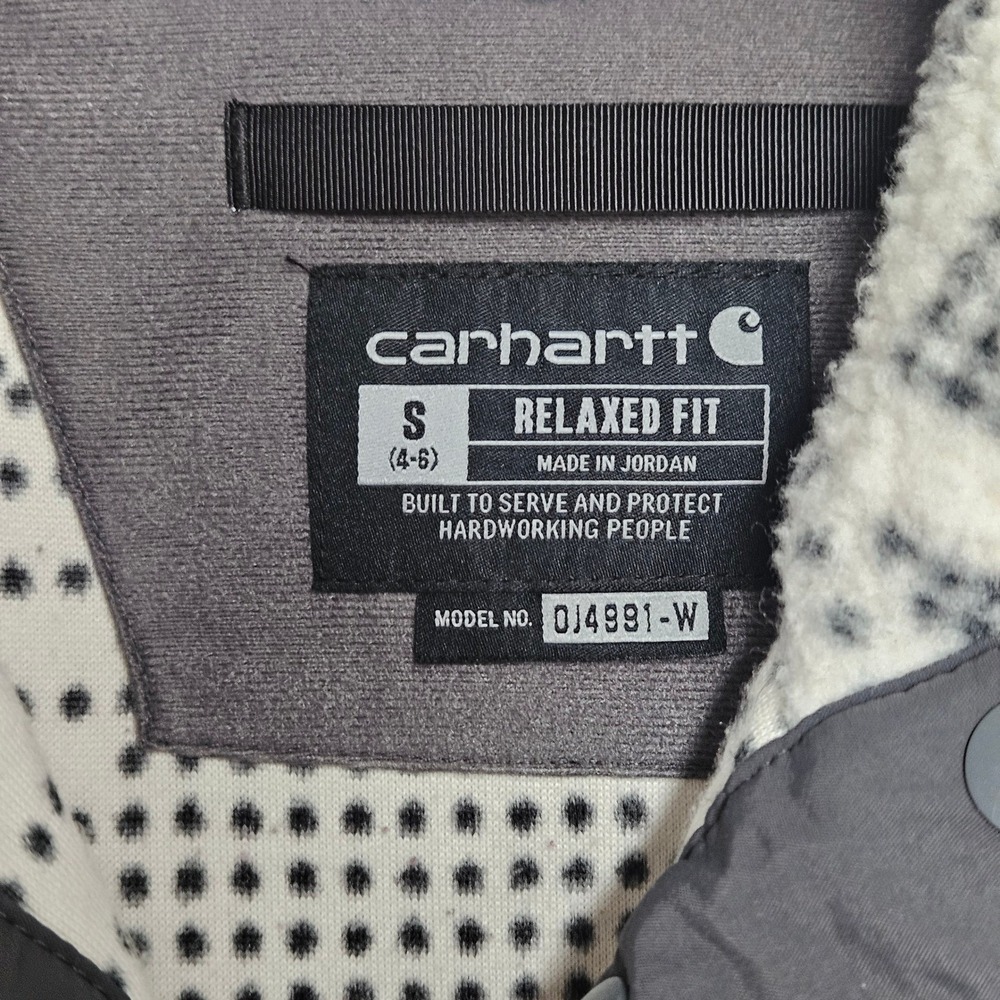 Carhartt Womens Relaxed Fit Fleece Pullover Geometric Tribal Print Sherpa  Small - Picture 5 of 9